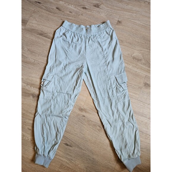 Alice + Olivia Pants - Alice + Olivia Size Small Blue Linen Viscose High Waisted Cargo Jogger Pants